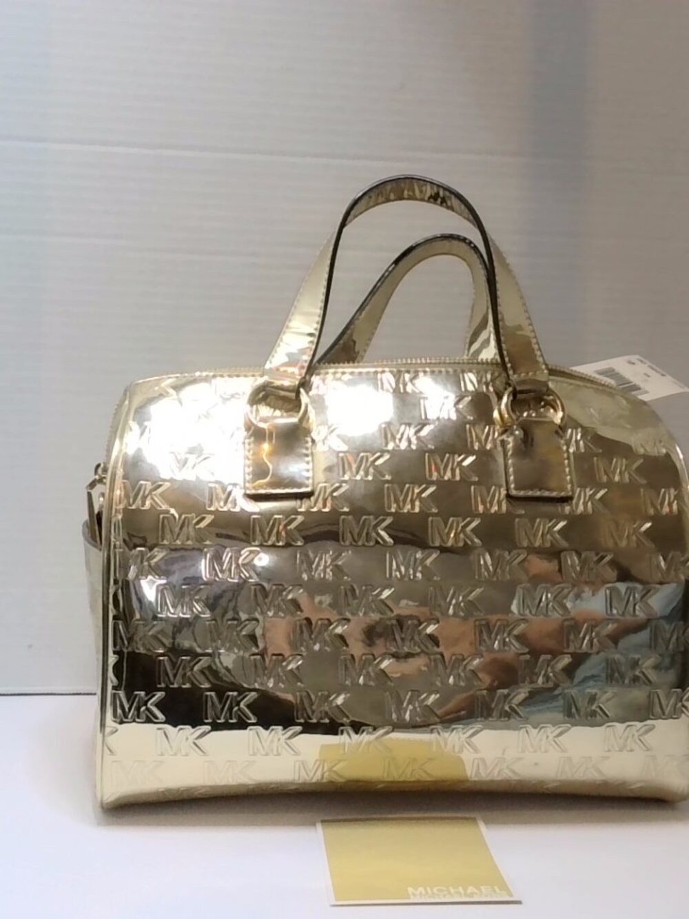 Michael Kors metallic gold MK-logo satchel